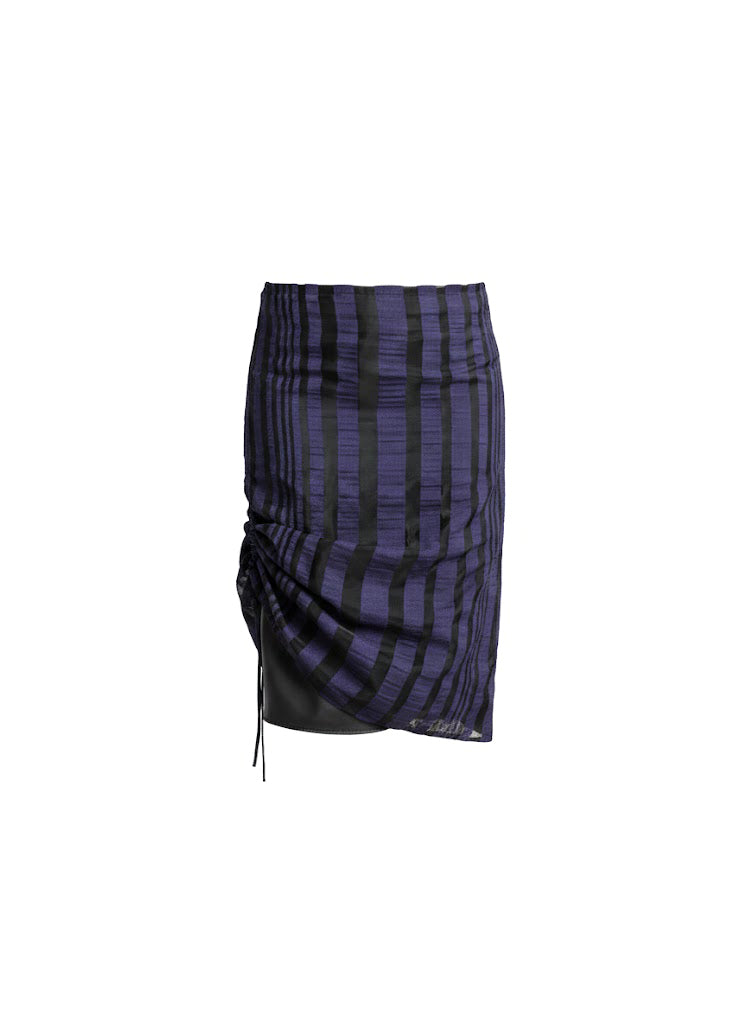 Purple Double-Layer Striped Skirt
