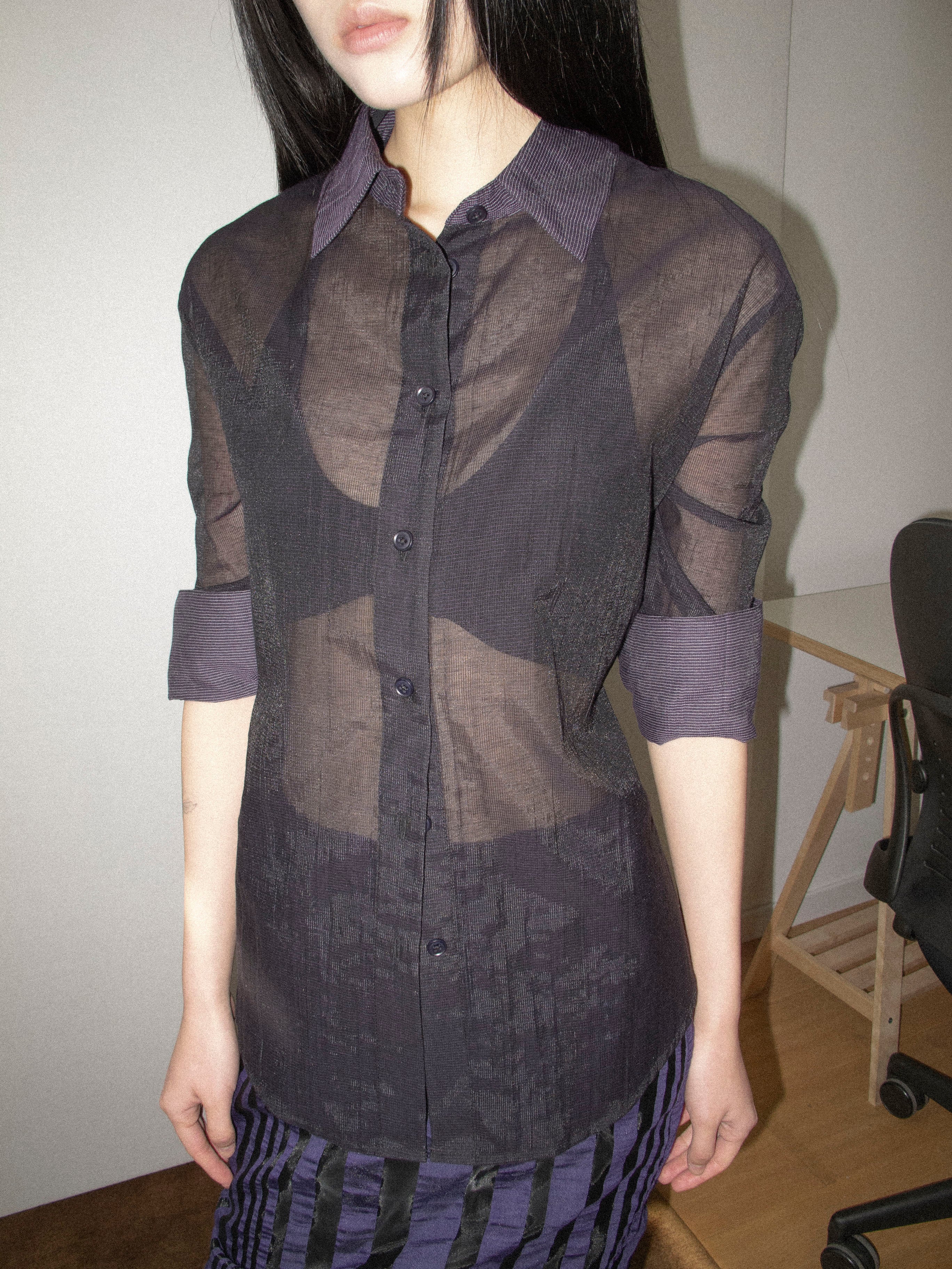Dark Purple Color-Block Shirt